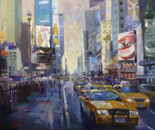 “Times Square NY”
Oil on canvas  20”x24”. Accepted by National Oil and Acrylic Painters Society’s 
“Best of America 2011”